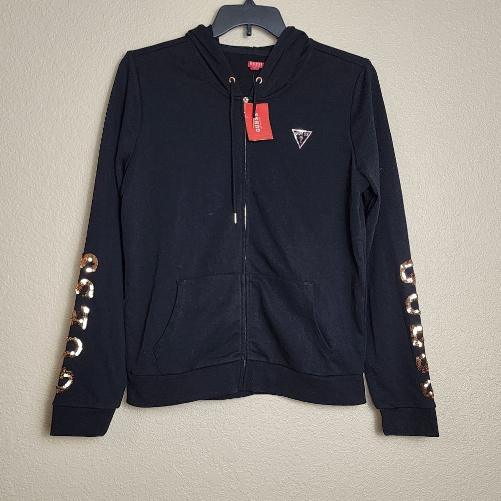 Guess Hooded Jacket Sequin Bling Women's XL